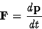 \begin{displaymath}
{\bf F} = \frac{d{\bf p}}{dt}\end{displaymath}